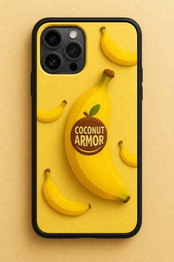 Coconut Armor Banana Armor case with integrated fruit mark
